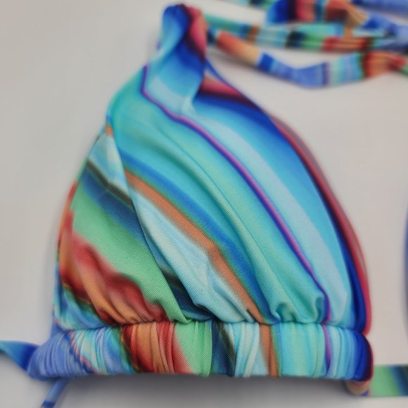 NWT La Blanca Sunset Striped Triangle Bikini Top - Picture 7 of 10